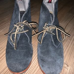 Ladies Sperry blue suede wedge booties size 7
